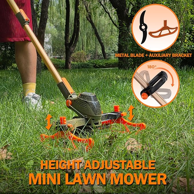 13-Inch String Trimmer Cordless,(2 x 21V 5.0Ah Batteries & Charger), Trimmer/Edger/Lawn Mower/Brush Cutter 4-in-1, Electric Weed Wacker with Auto Rope Spool Feed, 3 Cutting Methods