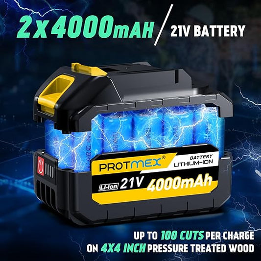 2-in-1 Cordless Pole Saw 8 Inch＆Mini Chainsaw, with 2×4.0Ah 21V Battery and Charger, Brushless Motor, Total Reach of Max 15ft, Electric Pole Saw for Tree Trimming,Yellow